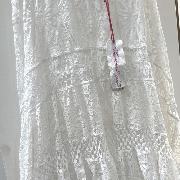 Temptation Positano lace crochet skirt or strapless dress BNWT size L white 🤍 - Picture 5 of 13